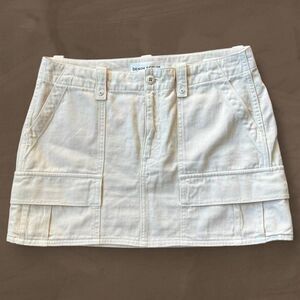 Denim forum cream mini skirt mid rise 90s utility size 28 Aritzia